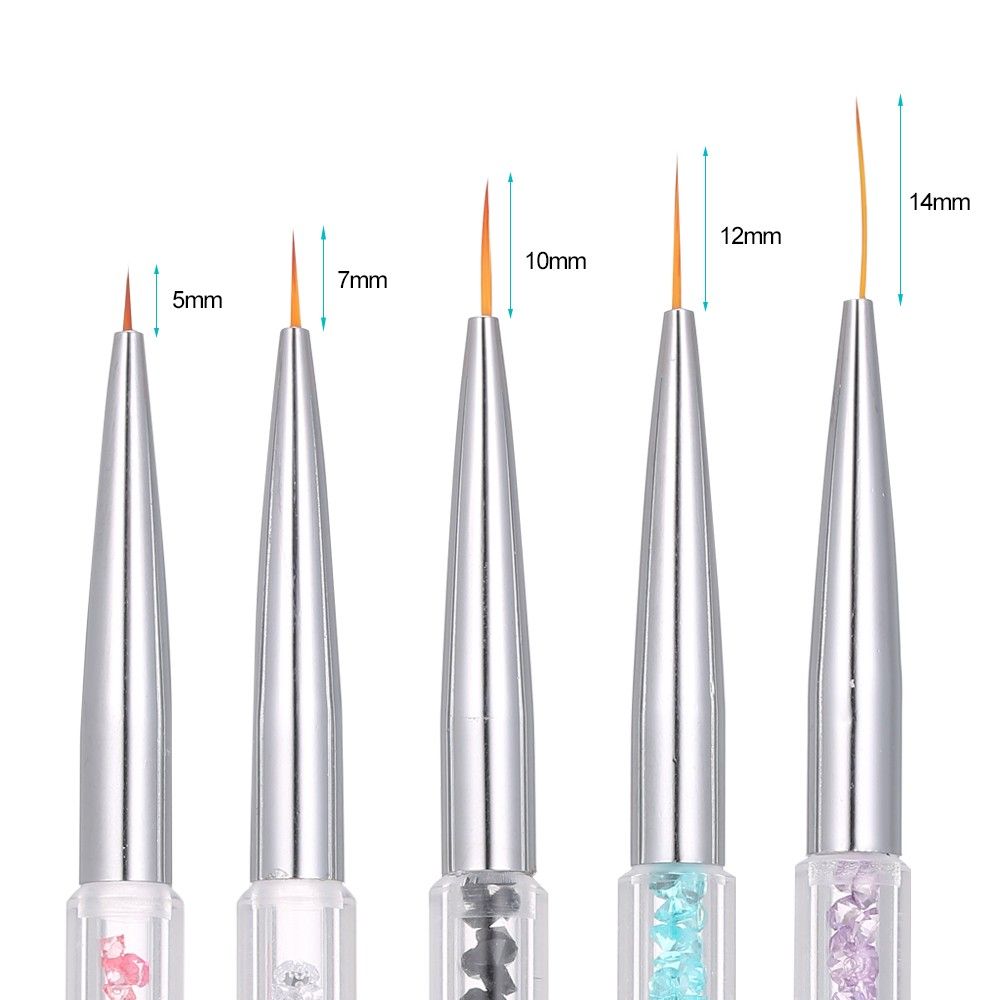 5 PCS Nail Art Liner Pen UV Painting Nail Design Brush Pen Nail Dotting Drawing Pen 5//7/9/11/13mm