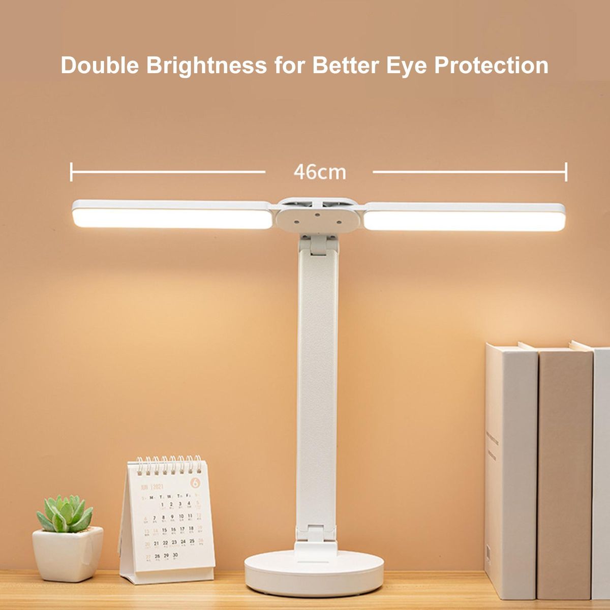 Double Heads Eye Protections Desk Lamp USB Rechargeable Touching Control Eye-caring Nightstand Light for Bedroom Living Room Study Room