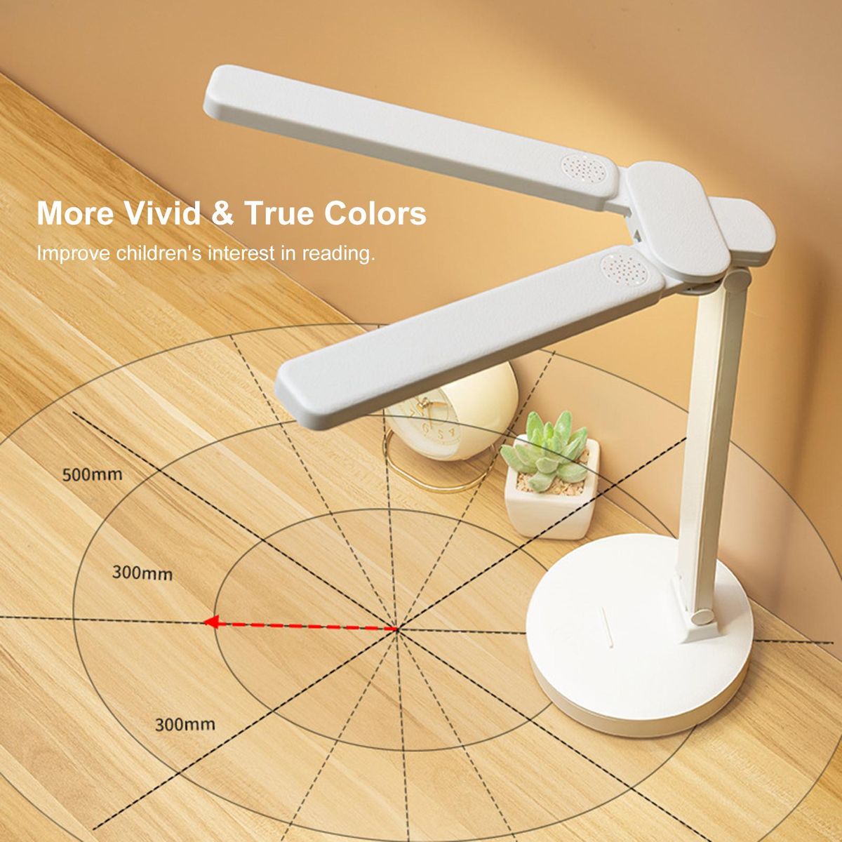 Double Heads Eye Protections Desk Lamp USB Rechargeable Touching Control Eye-caring Nightstand Light for Bedroom Living Room Study Room