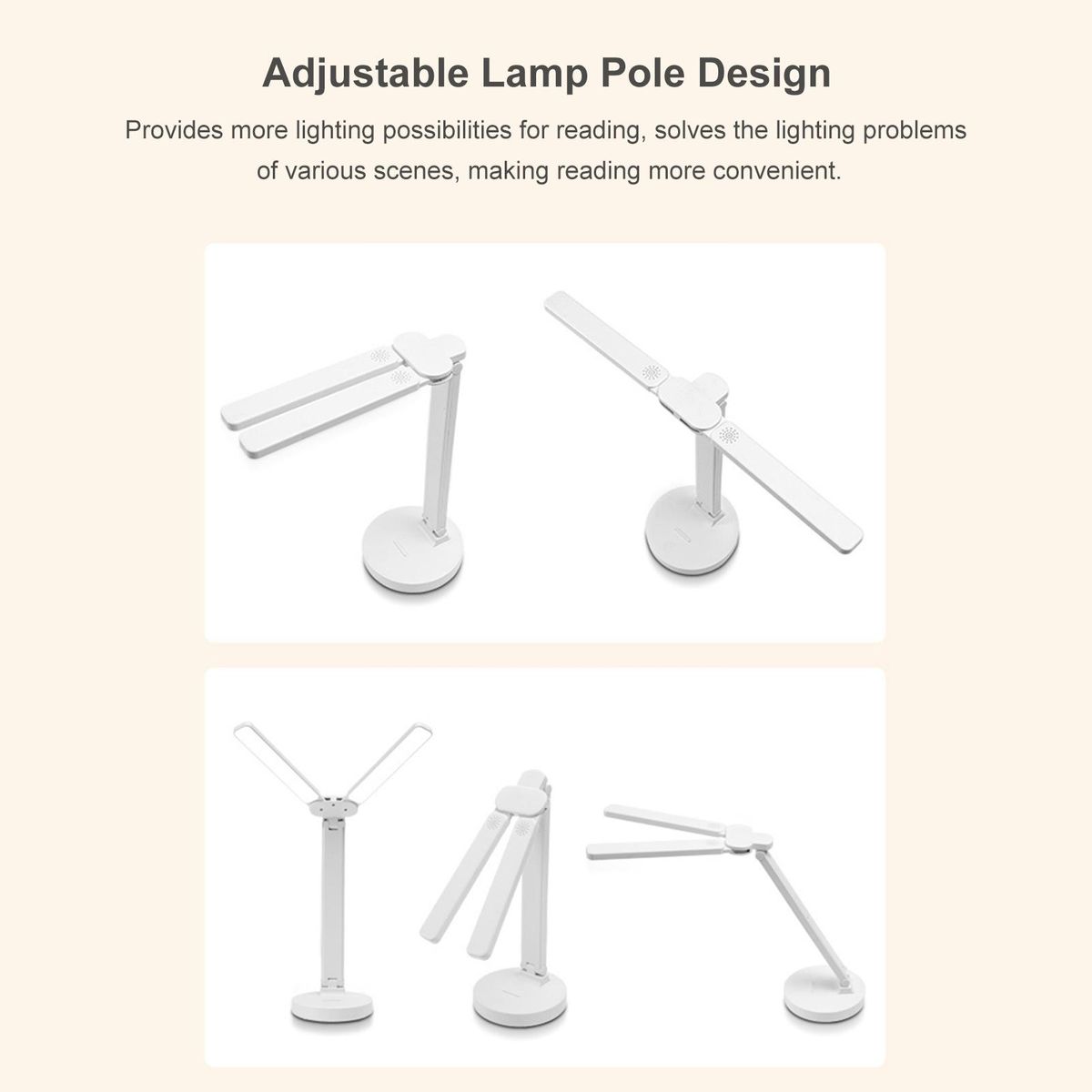 Double Heads Eye Protections Desk Lamp USB Rechargeable Touching Control Eye-caring Nightstand Light for Bedroom Living Room Study Room