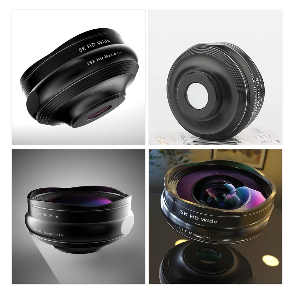 2-in-1 5K HD Smartphone Camera Lens 0.45X Wide-angle + 15X