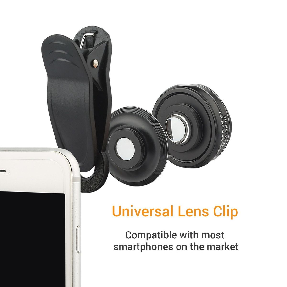 2-in-1 5K HD Smartphone Camera Lens 0.45X Wide-angle + 15X