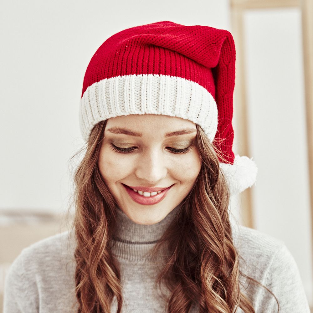 Winter Parent-child Wool Christmas Hat, Single Ball Acrylic
