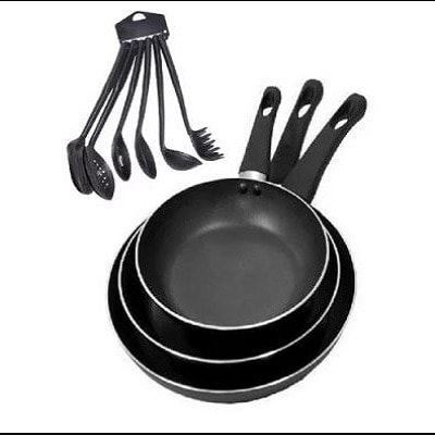 6 Pieces Non-stick Cooking Spoon + Set Of 3 Fry Pan