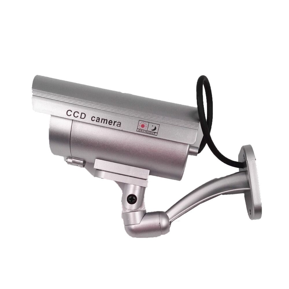 High-simulation Camera Waterproof Dummy CCTV CCD Bullet Camera With Flashing LED Light For Outdoor Or Indoor Looking Simulation Camera For Security Silver