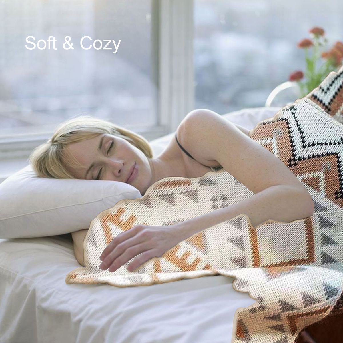 Throw Blanket Decorative Faux Cashmere Textured Blanket