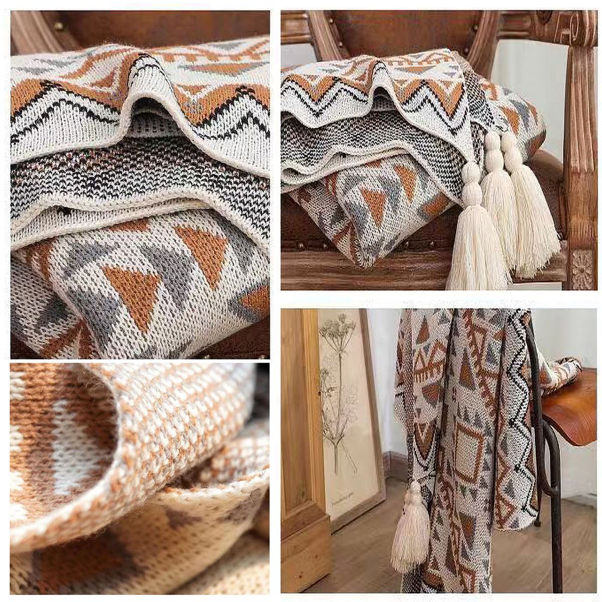 Throw Blanket Decorative Faux Cashmere Textured Blanket