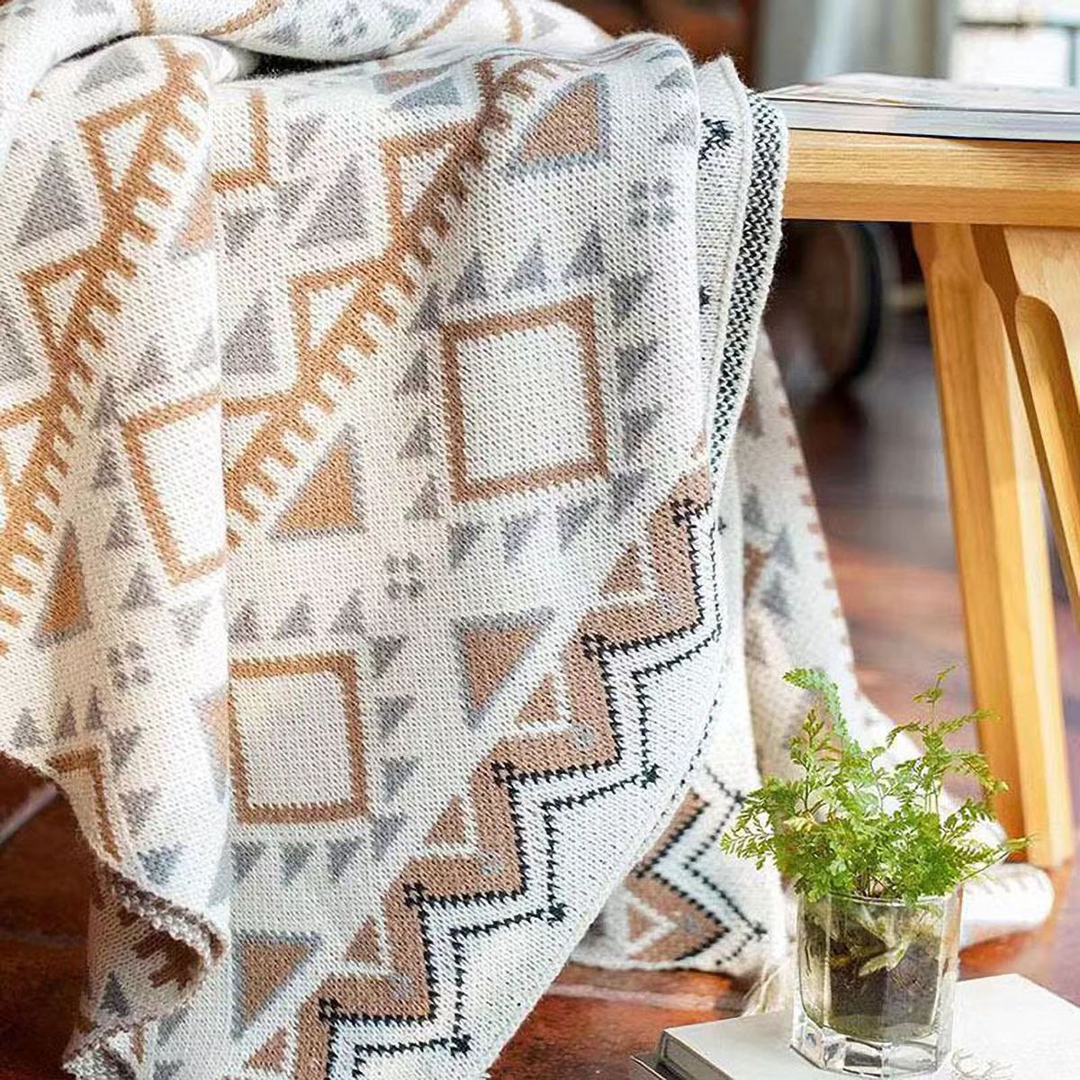 Throw Blanket Decorative Faux Cashmere Textured Blanket
