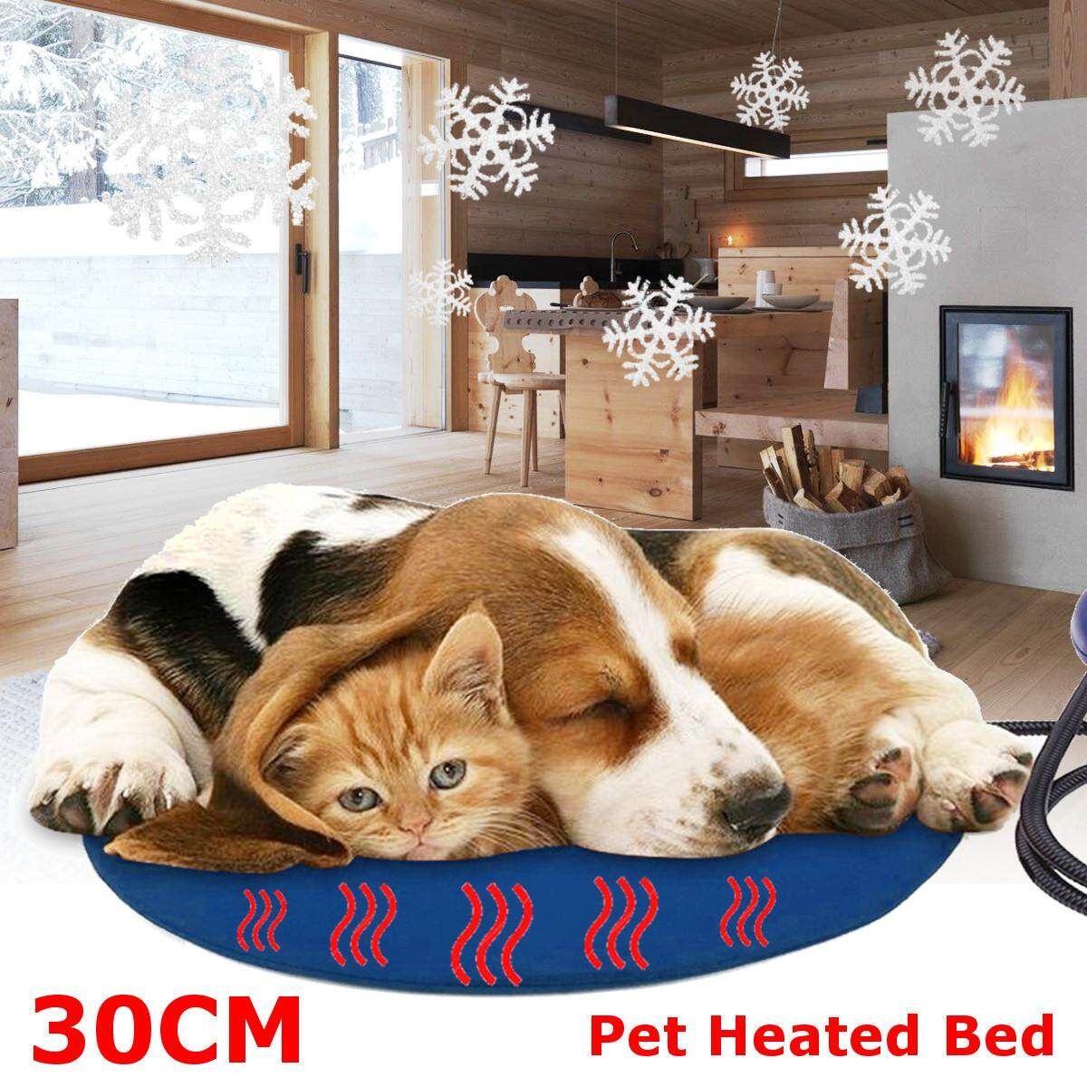 Pet Cat Dog Puppy Electric Heated Bed W/ Cover Whelping Box Heat Pad Heater Mat