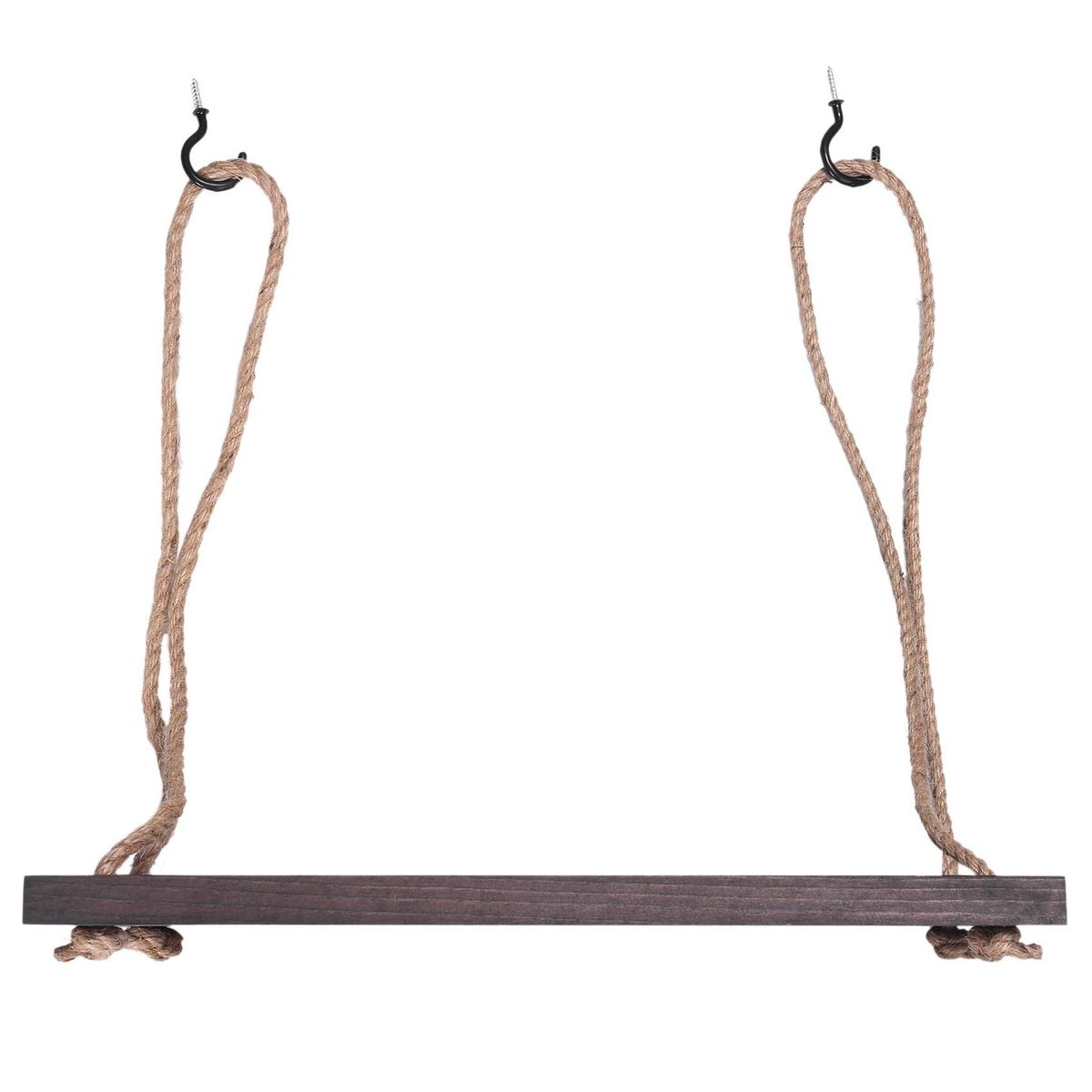 Wood Wall Floating Shelf Rustic Hanging Swing Rope