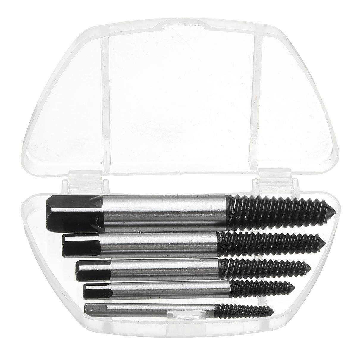 5PCs Screw Extractor Easy Out Drill Bits Guide Broken Damaged Bolt Remover Set White