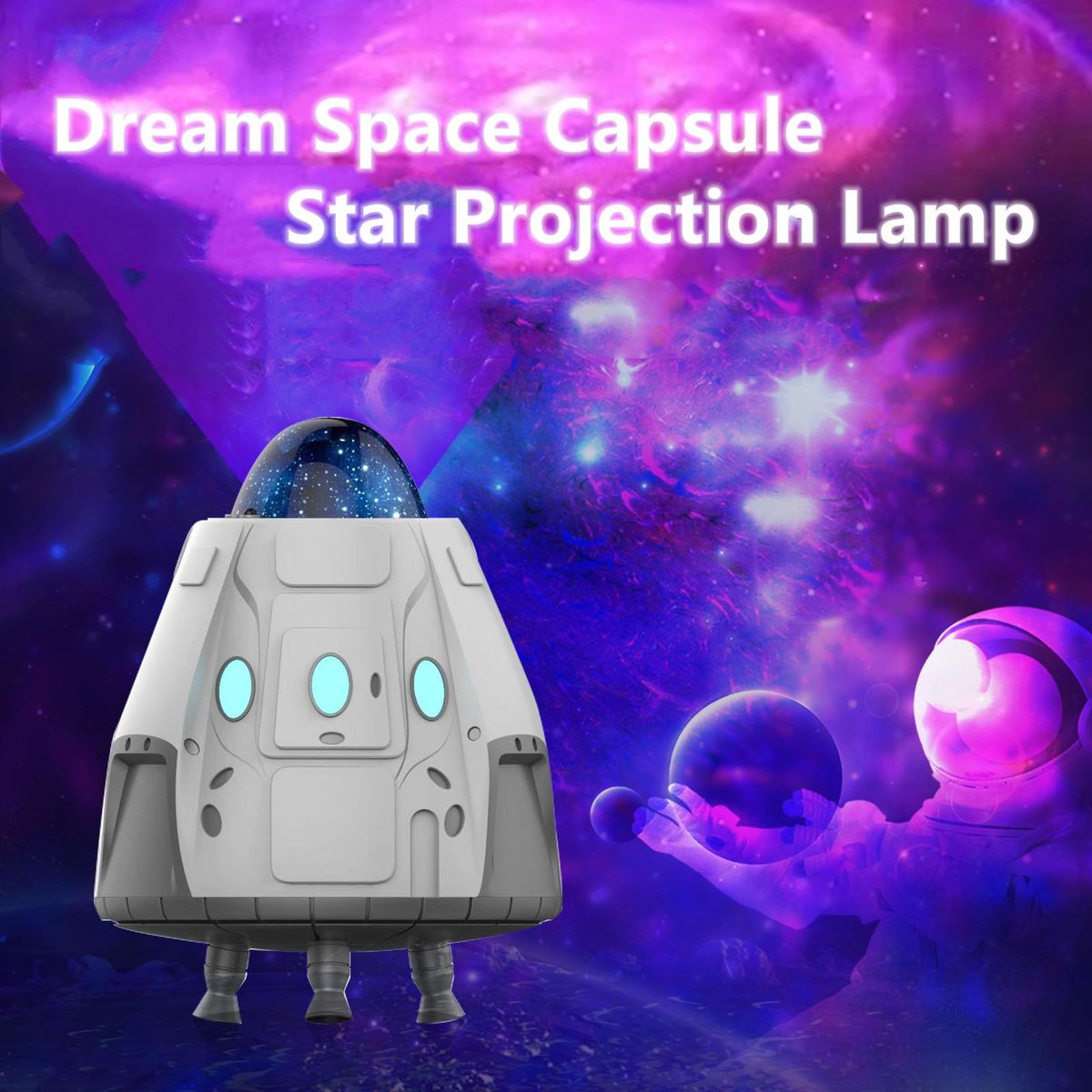Star Projection Lamp Space Capsule Starry Projector for Kids Bedroom Atmosphere Night Lights Decorative Table Lamp with Remote Control USB Powered
