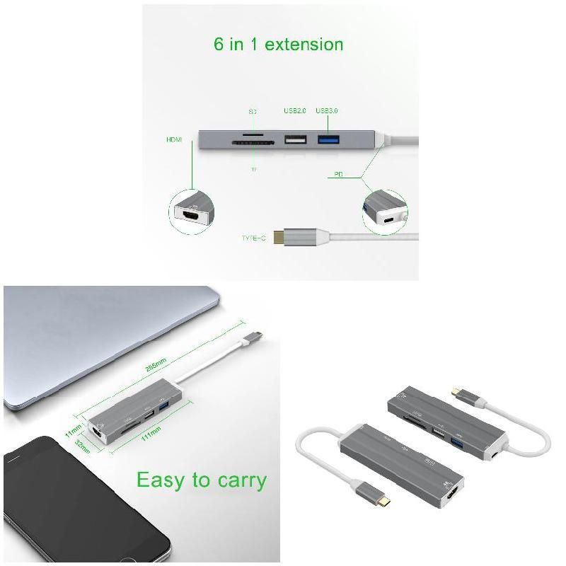 USB-C HUB,Adapter 6 In 1
