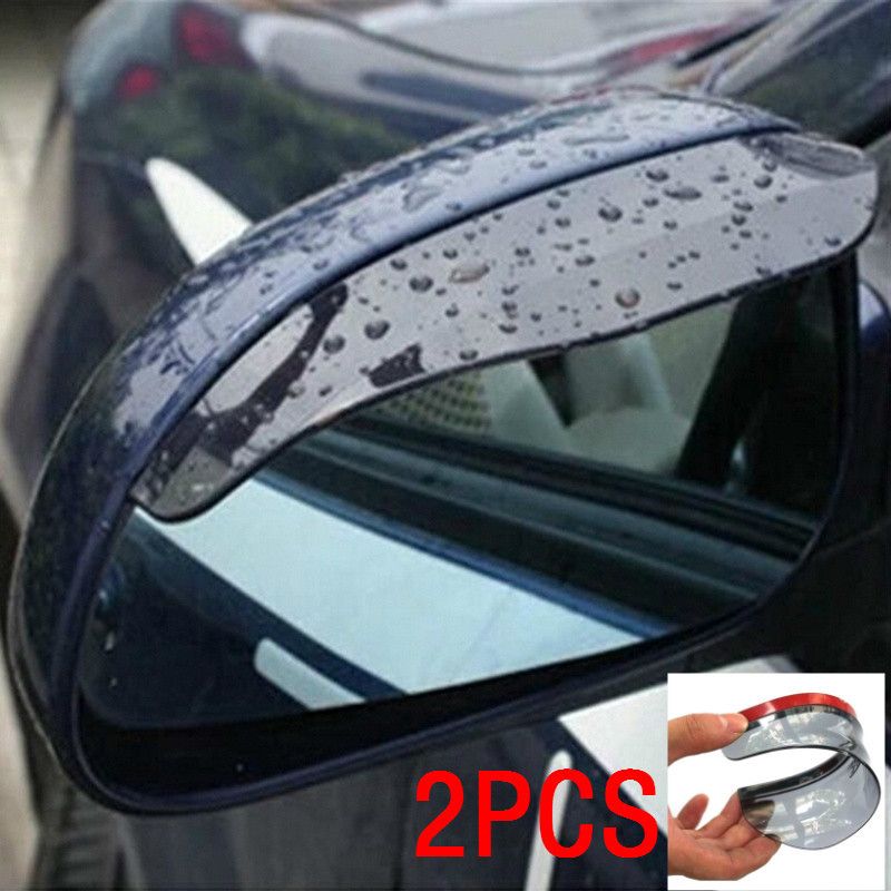 2pcs Car Side Rear View Mirror Rain Eyebrow Visor Snow Guard Weather Shield