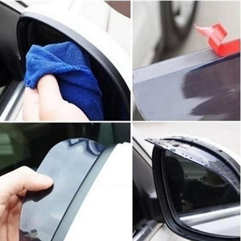 2pcs Car Side Rear View Mirror Rain Eyebrow Visor Snow Guard Weather Shield