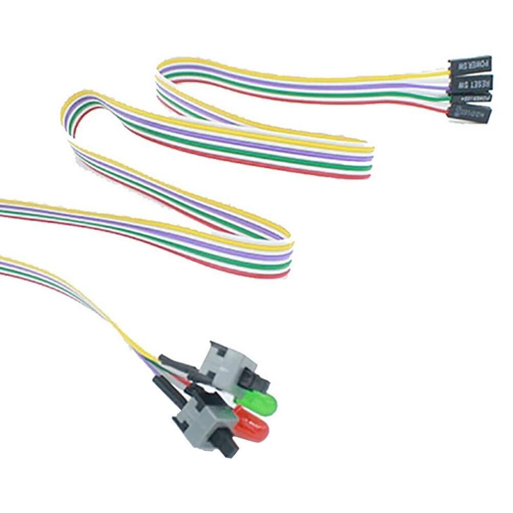 50cm On/Off/Reset 2 Switch LED Light ATX-PC Computer Motherboard Power Cable Computer Motherboard Power Cable Multi-use Durable