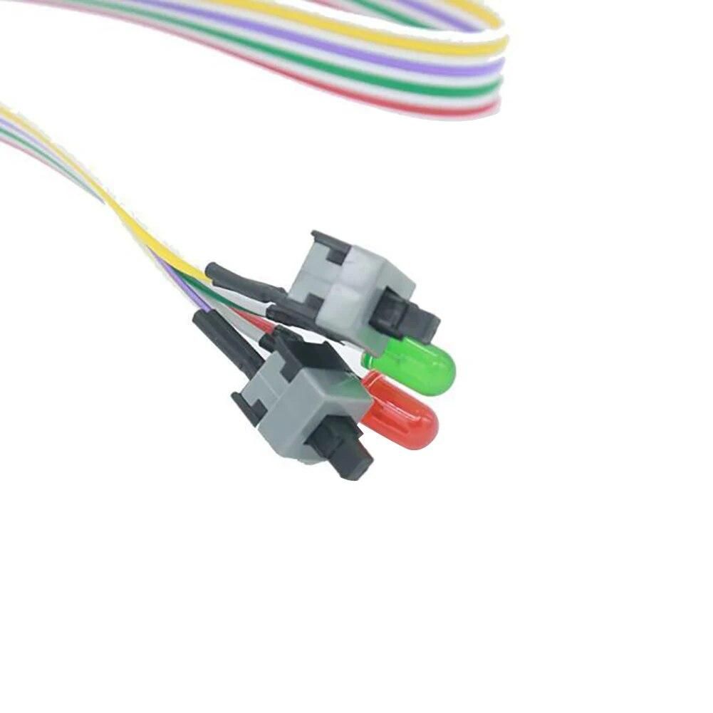50cm On/Off/Reset 2 Switch LED Light ATX-PC Computer Motherboard Power Cable Computer Motherboard Power Cable Multi-use Durable