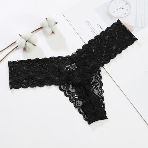 Women Lace Sexy Thongs Panties Ladies Mesh G-String Plus Size Black