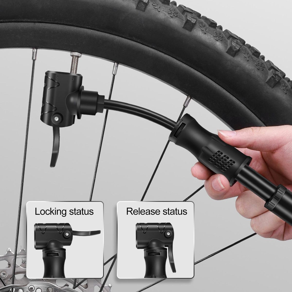 1 Set Bicycle Tire MTB Bike Mini Cycling Tire Inflator Black