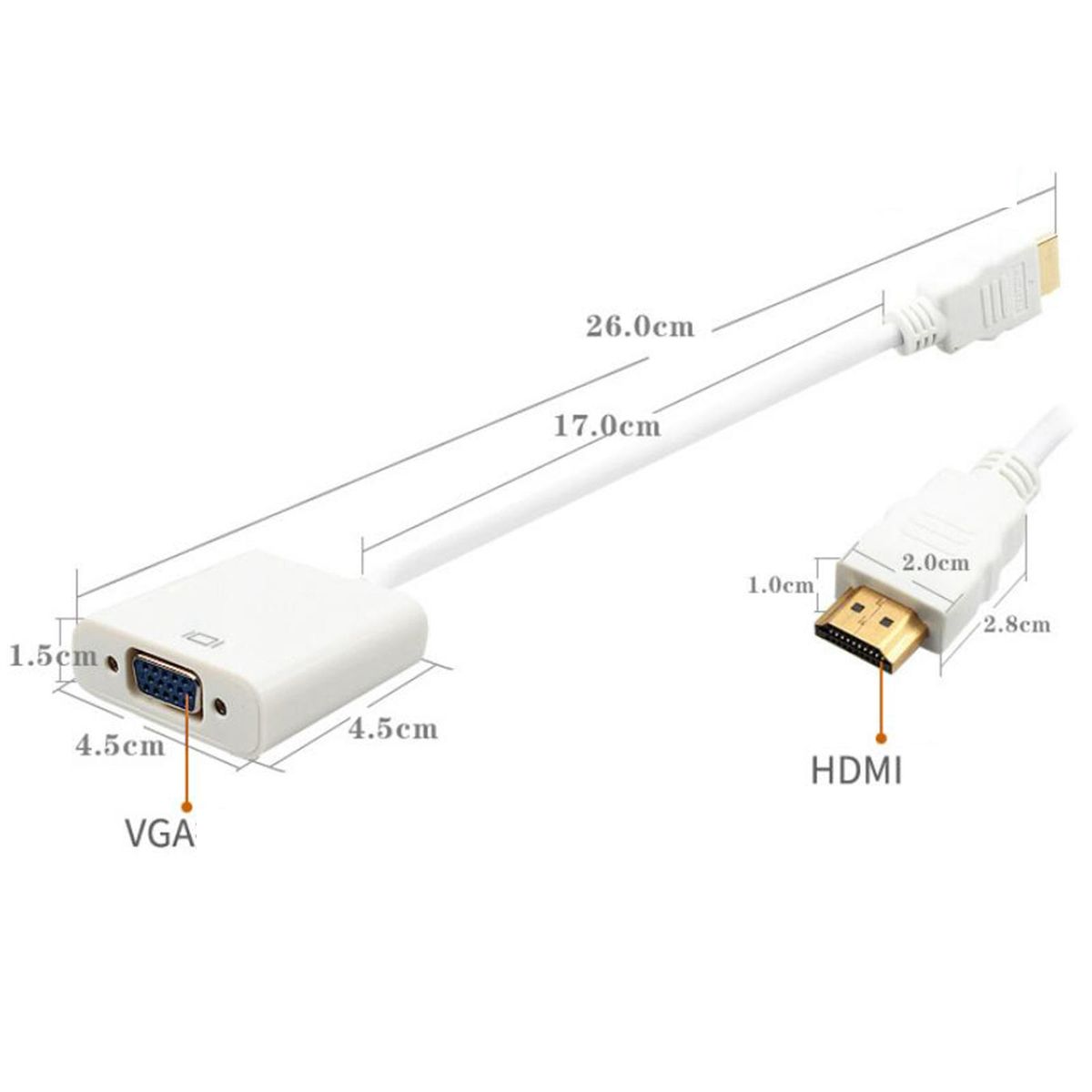 Cable To VGA Video Cable  White With Audio