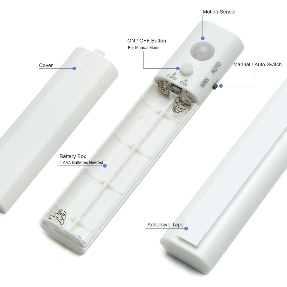LED Motion Sensor Light Control Box Battery Container Dual