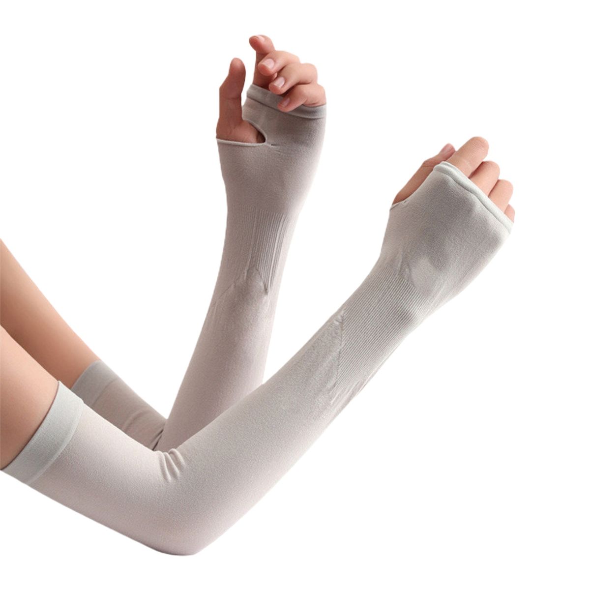 1 Pair Sleeve Wrap   Thumb Hole Sun Protection Grey