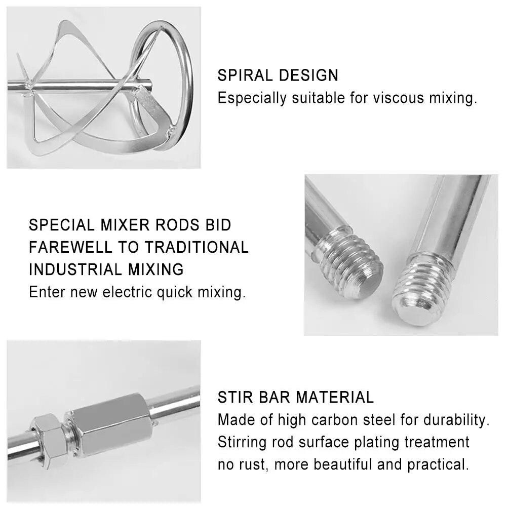 Cement Putty Paint Coating Agitator Mechanical Rod S Threaded Head Stirring Rod Mud Mixer Paint Mixer Attachment Spiral Mixer