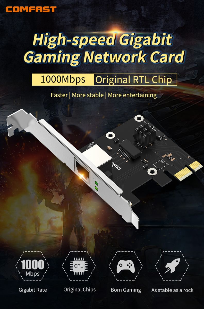High Speed Gigabit Gaming Network Card 1000Mbps RTL8188H