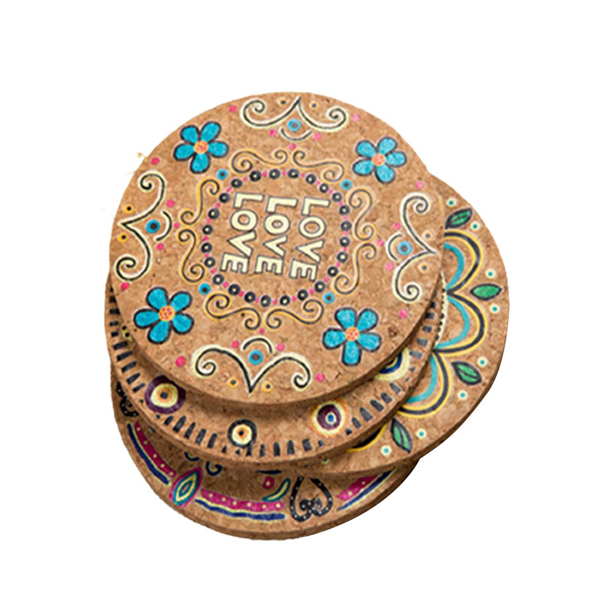 4Pcs Drink Coasters Round Heat Insulation-Random Style