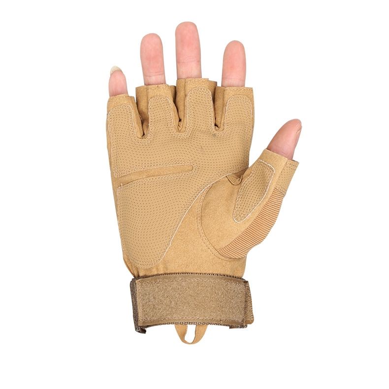 Tactical Gloves Military Army Airsoft Cycling Gloves Outdoor Sports Shooting Camping Hiking Knuckle Half Finger Gloves- Brown
