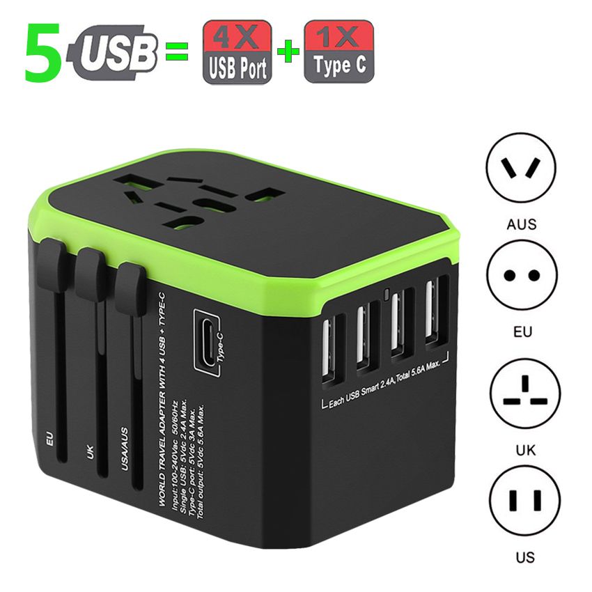 USB Travel Adapter Universal Power Adapter Worldwide Adaptor