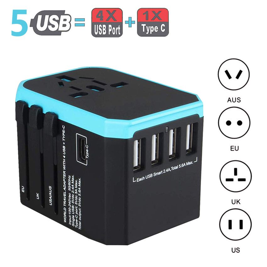 USB Travel Adapter Universal Power Adapter Worldwide Adaptor