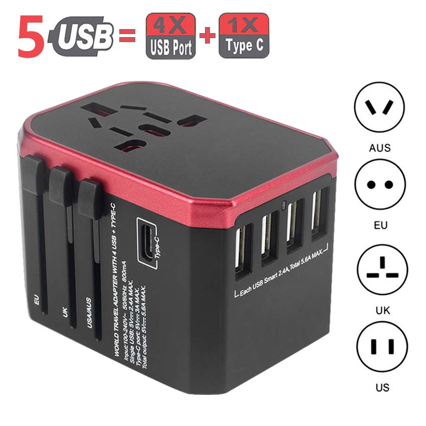 USB Travel Adapter Universal Power Adapter Worldwide Adaptor