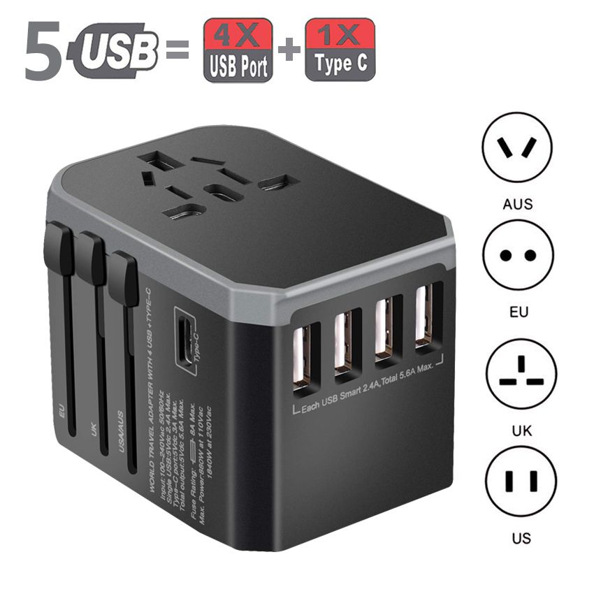 USB Travel Adapter Universal Power Adapter Worldwide Adaptor