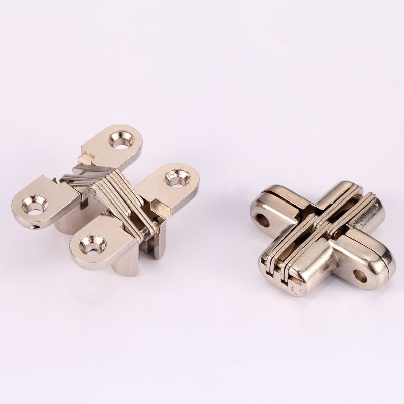 (2 Pieces Of Silver)Mhomera 4Pcs 2Pcs Hidden Hinges Invisible Concealed Cross Hinge Bearing 180Degree For Box Folding Window Furniture DIY 12x42mm