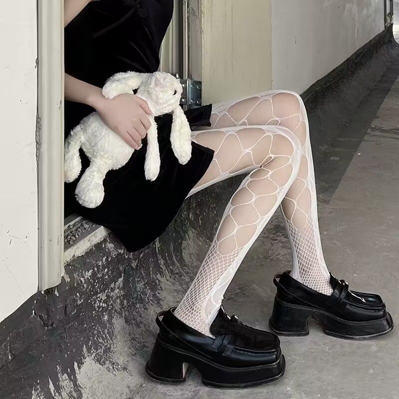 GothicTights Women Leggings Hollowed Out Mesh Stockings 6133-White