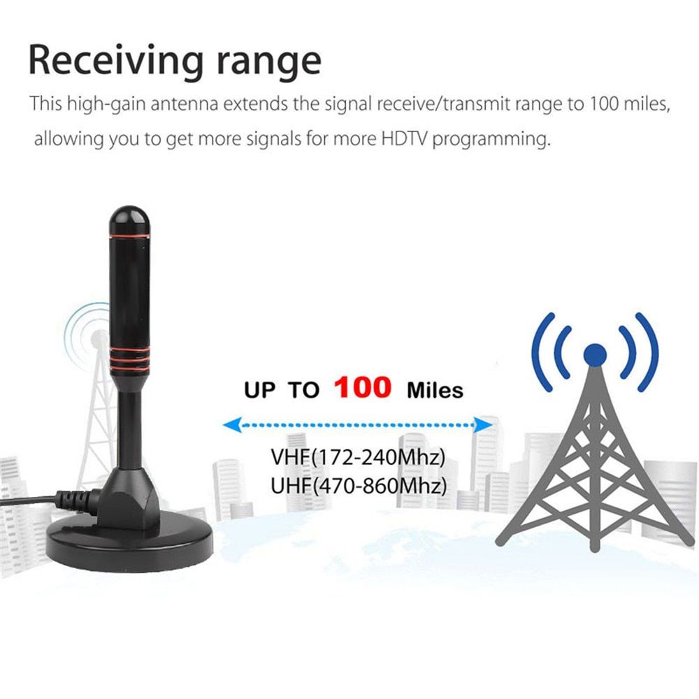 200 Miles 1080P HD Indoor TV Antenna 25dBi Digital HDTV Antenna With Amplifier Signal Booster VHF/UHF HD Digital TV Signal