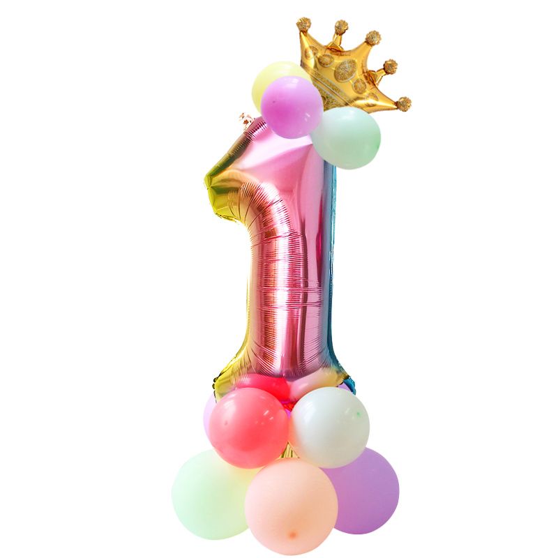 Cyuan First Birthday Photo Banner Garlands 1st One Year Old Boy Girl-Number 1 Balloon 6