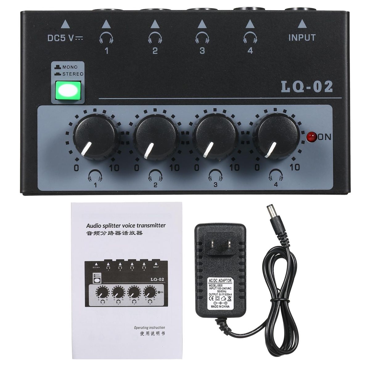 Headphone Amplifier Mixer 4 Channels Mono/Stereo Metal Stereo Headphone Amps Audio Amplifier Balanced Headphone Output Audio Input Mini Headphone   Splitter