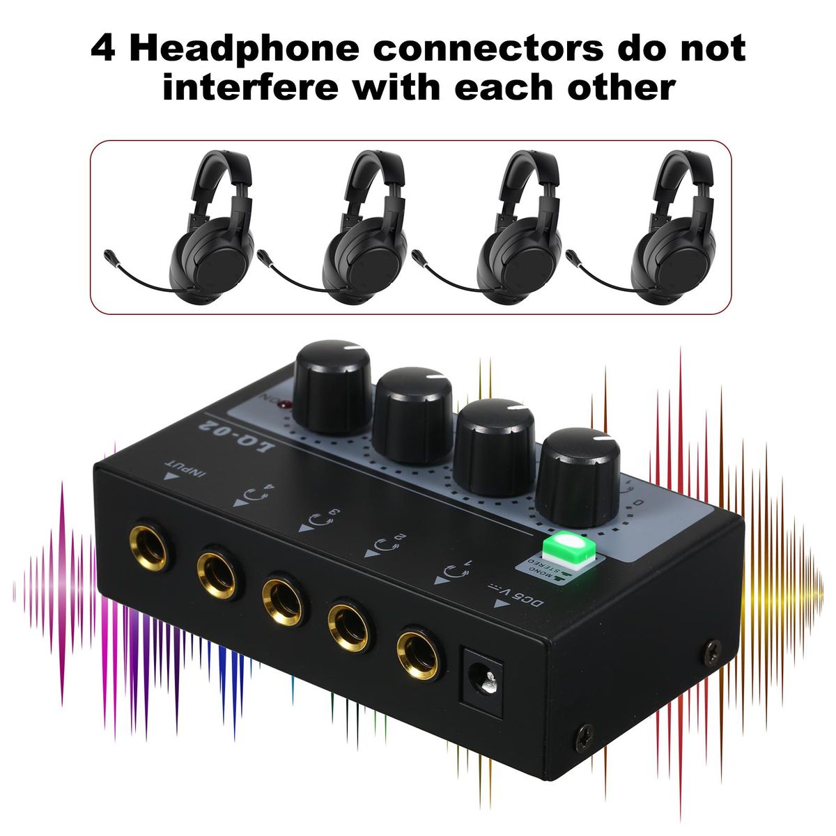 Headphone Amplifier Mixer 4 Channels Mono/Stereo Metal Stereo Headphone Amps Audio Amplifier Balanced Headphone Output Audio Input Mini Headphone   Splitter
