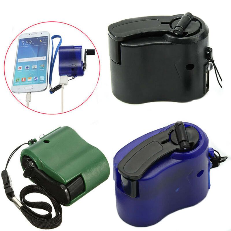 USB Hand Crank Phone Charger Manual Outdoor Hiking-Green