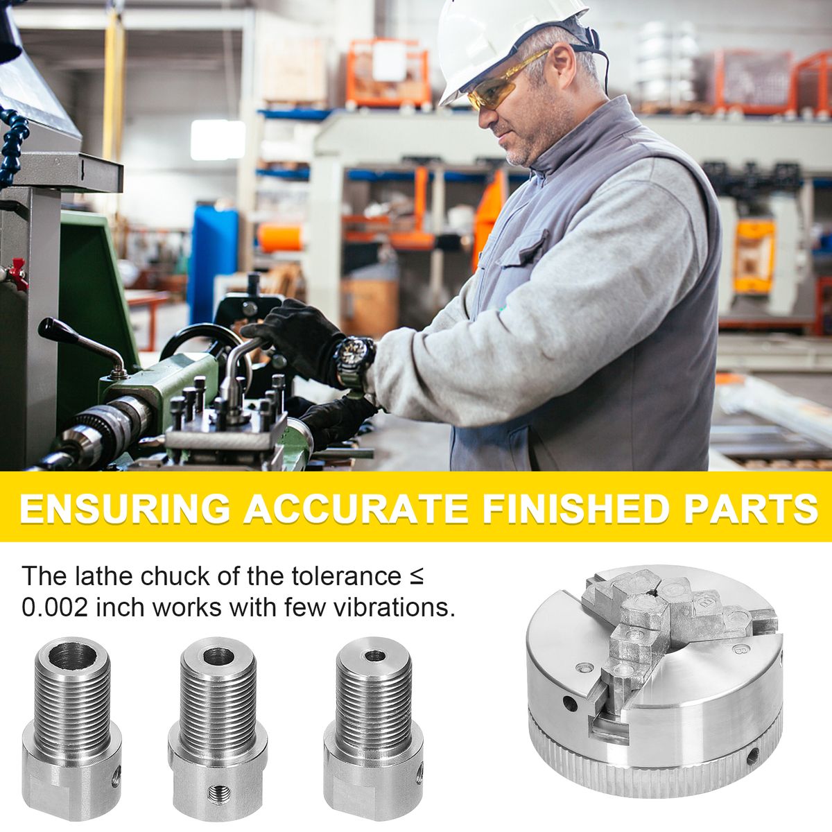 Lathe Chuck 3 Jaws/4 Jaws Manual Self-Centering Mounting