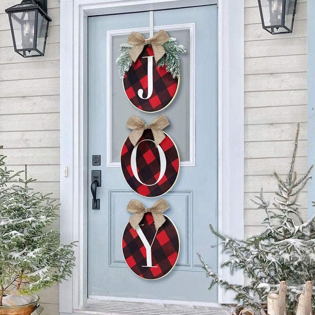 - Joy Sign - Check Wreath for Door