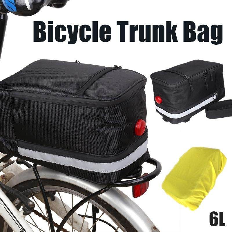 Sport Bicycle Bike Seat Pouch Cycling Tail Bag Waterproof Rear Seat Storage Upgrade And Add Large Black Shoulder Belt Rain Cover (6L)