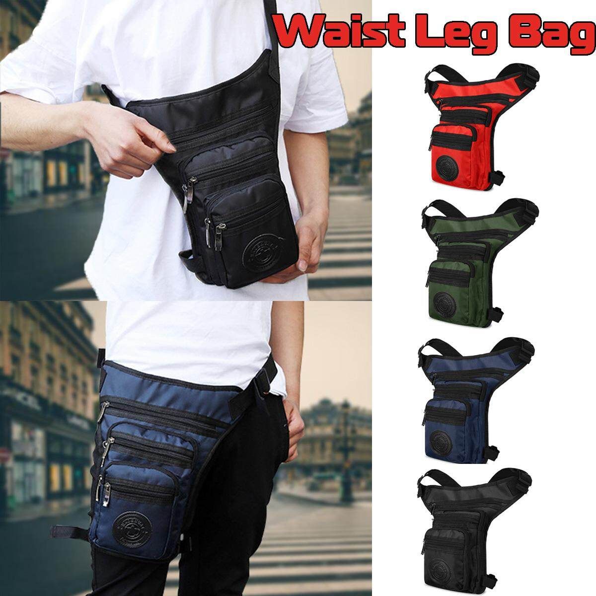 Men Oxford Cloth Waist Thigh Drop Leg Bag Motorcycle Riding Fanny Pack Black (black)
