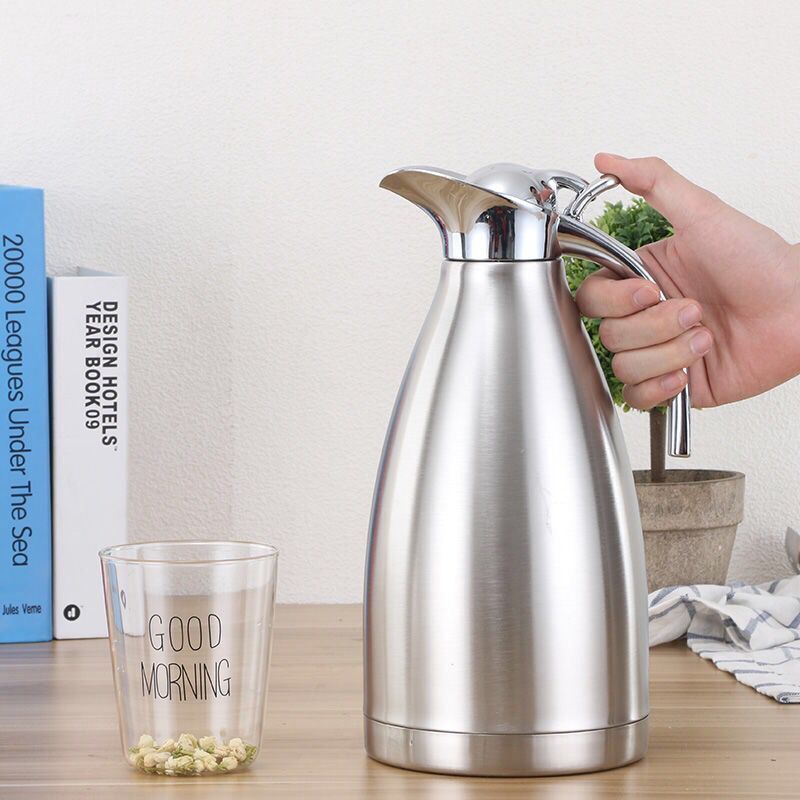 European 2L Vacuum Insulation Double Wall Stainless Steel Coffee Pot Milk Tea Jug Water Carafe Flask Thermal Thermos Bottles(#4) YUA