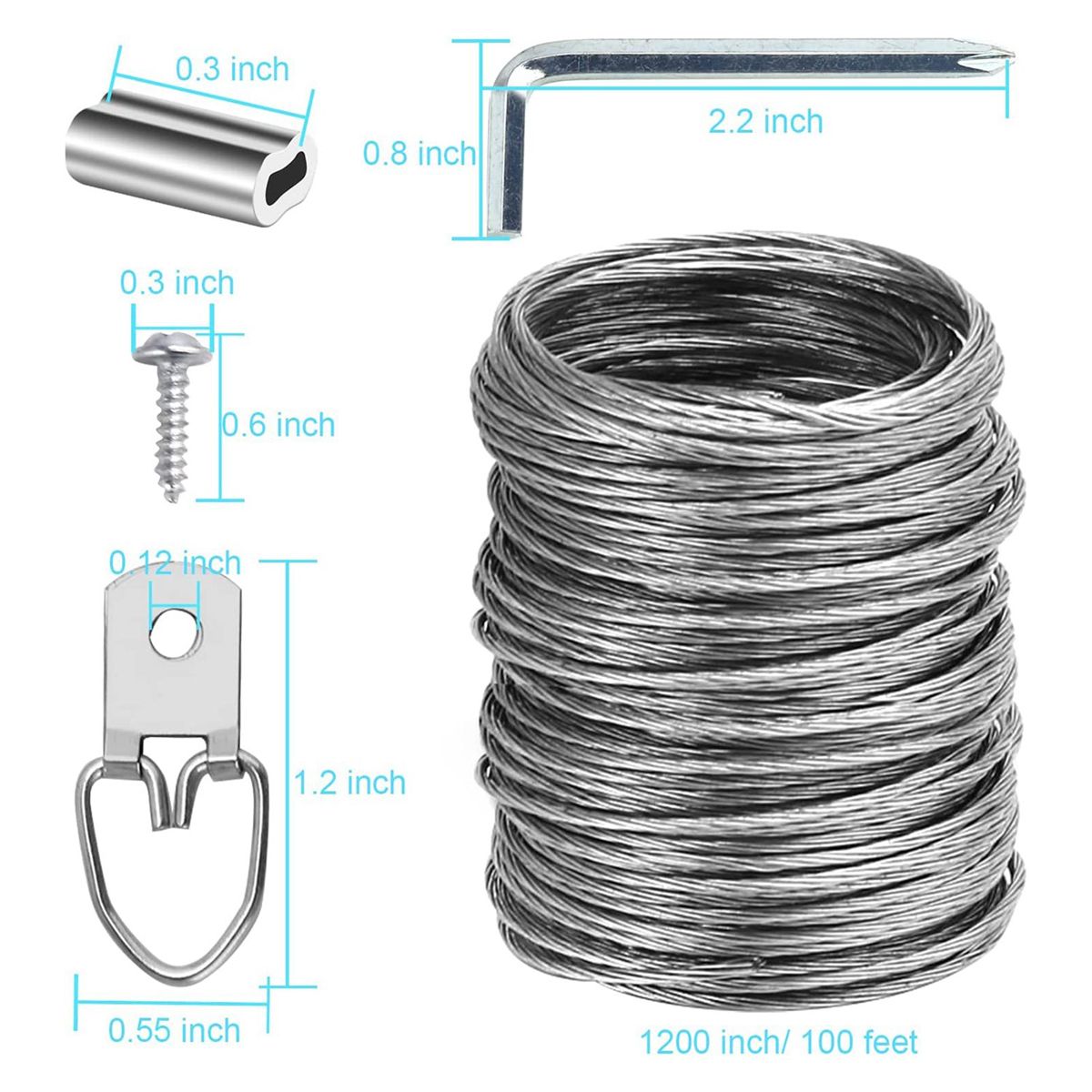 100 Pcs Picture Hanging Wire Kit 100 Feet Heavy Duty Wire Picture Hanging for Photo Mirror Frame Artwork