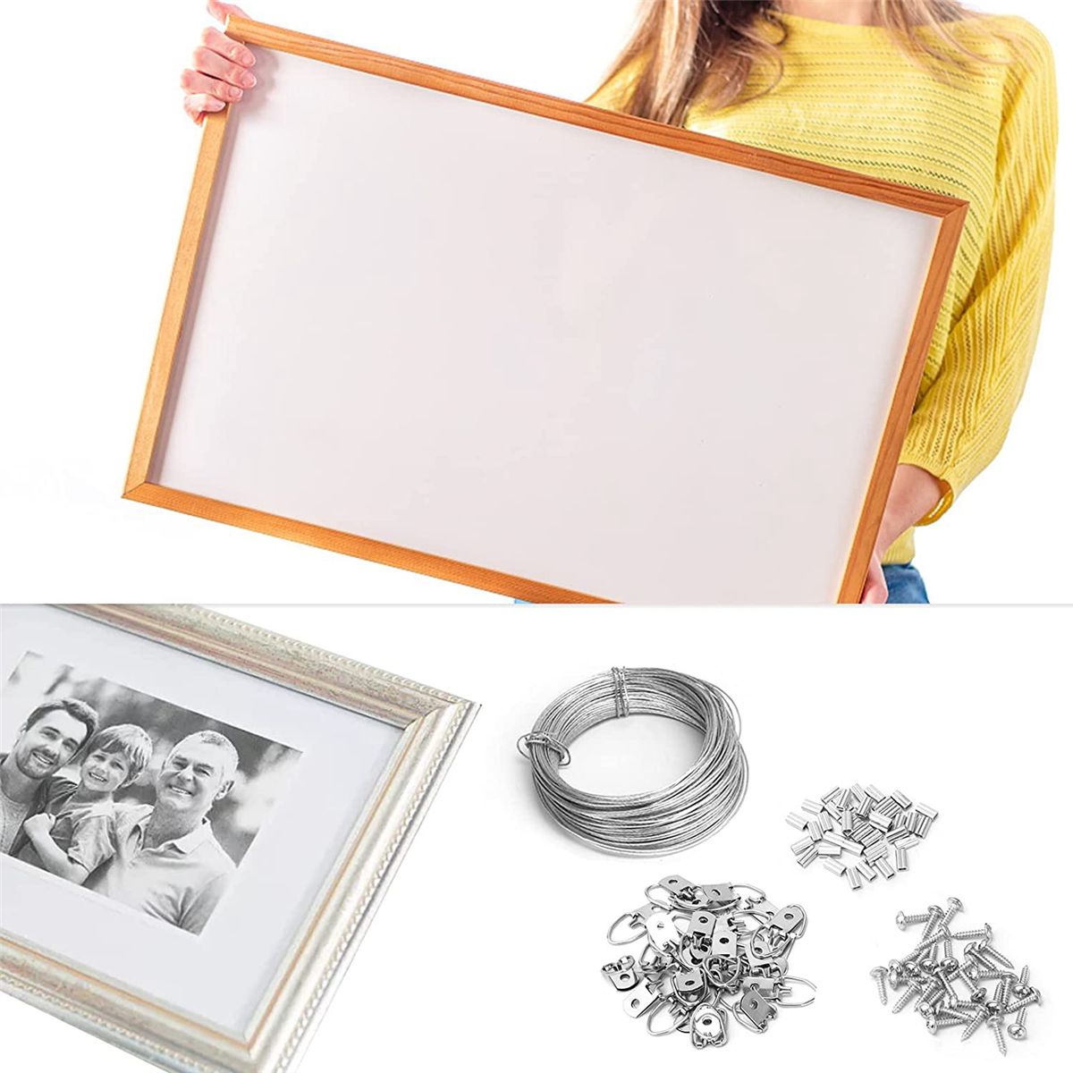 100 Pcs Picture Hanging Wire Kit 100 Feet Heavy Duty Wire Picture Hanging for Photo Mirror Frame Artwork