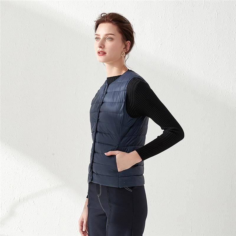 Handong Siyu 2022 Women's Women's Round Neck V-Neck Lightweight Garden Ribbon Down Coat Tank Top