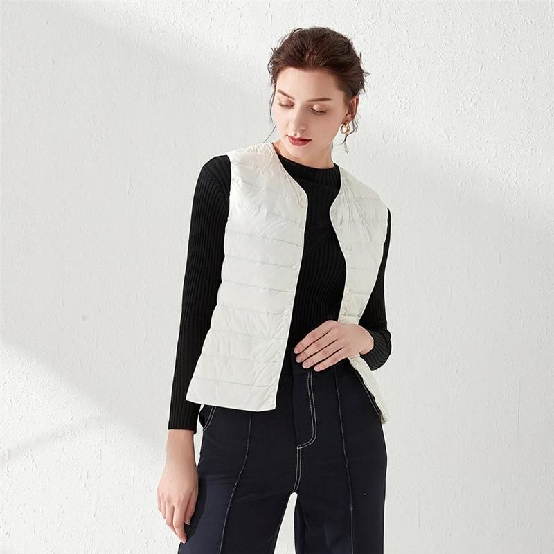 Handong Siyu 2022 Women's Women's Round Neck V-Neck Lightweight Garden Ribbon Down Coat Tank Top